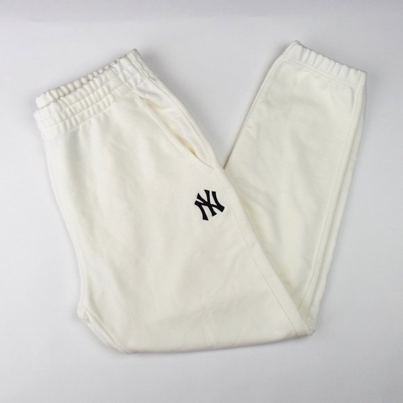 MLB NEW YORK YANKEES IVORY BASIC LOGO TRAINING JOGGER PANTS - Picture 1 of 9